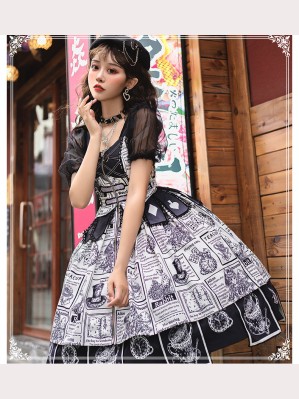 Black & White Alice Gothic Lolita Dress JSK by YingLuoFu (SF63)
